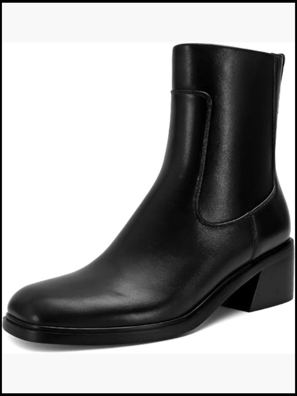 Women Ankle Boots Low Heel Square Toe Side Zipper Comfortable Fall Winter